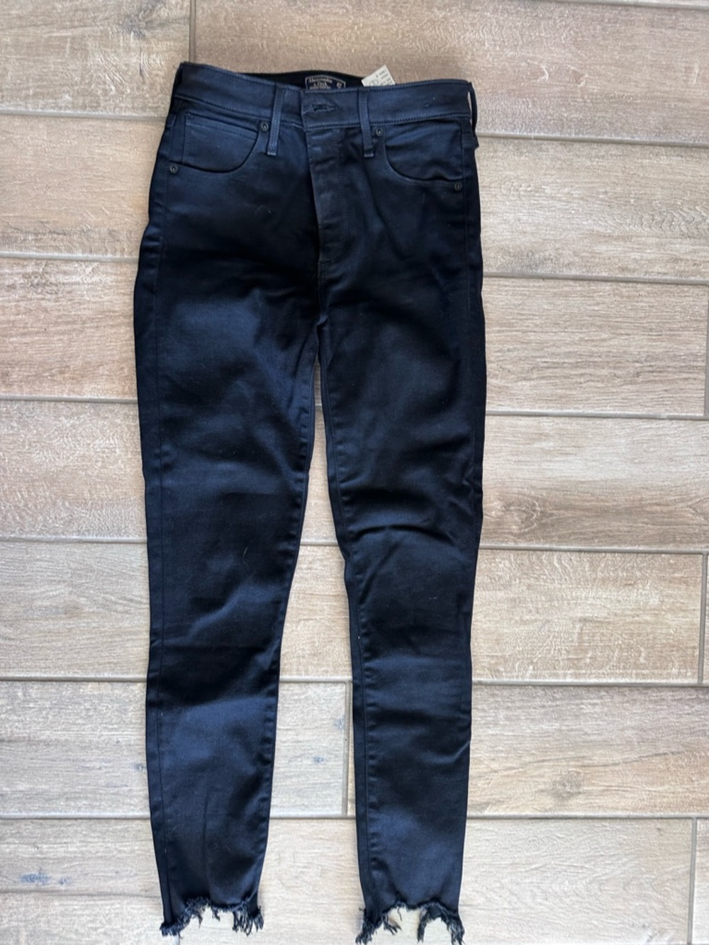 Abercrombie & Fitch Black Skinny Jeans with Raw Hem